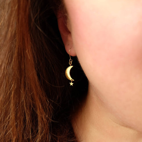 MOON Star Dangle Earrings