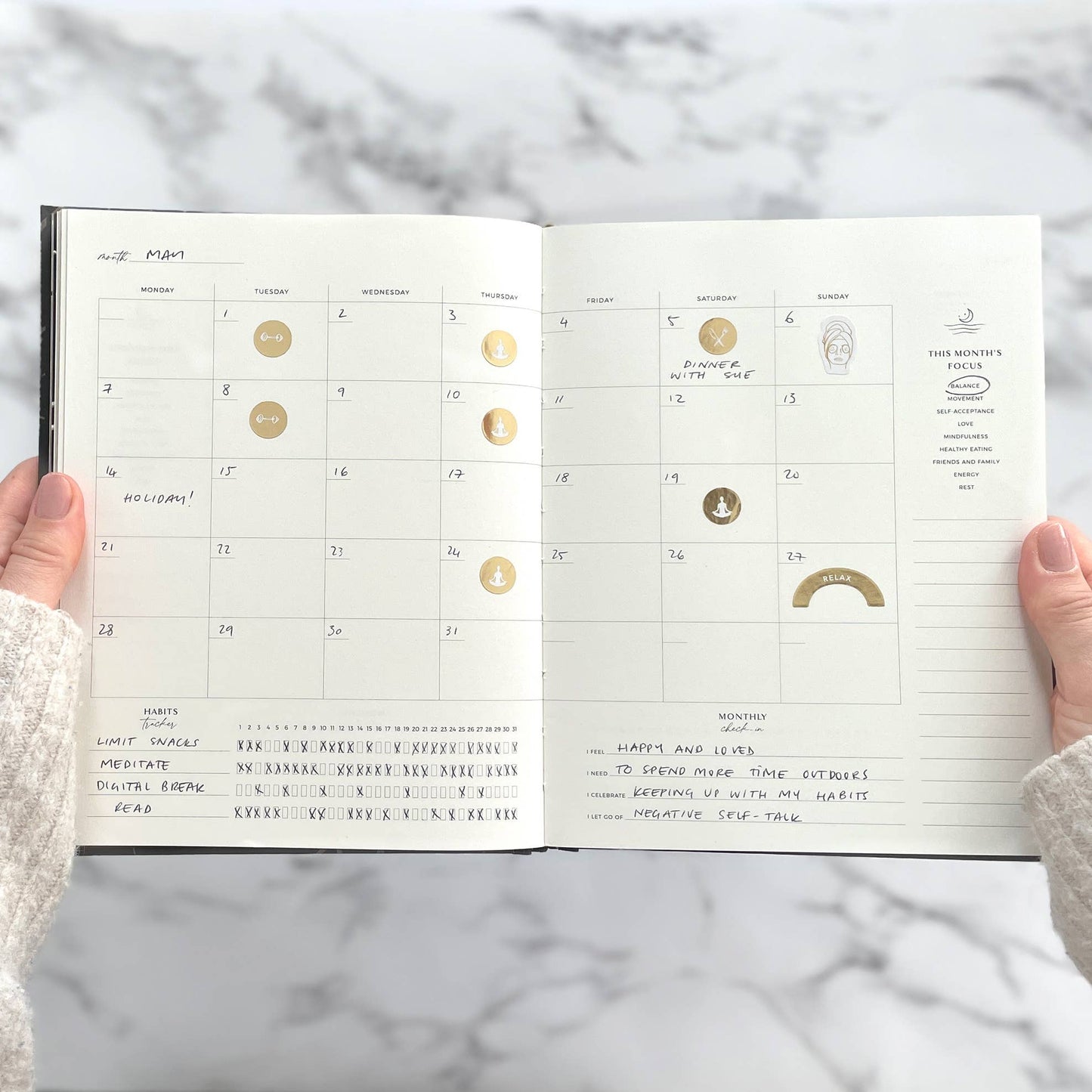 Body + Soul Journal (Solstice) gift for her, undated planner