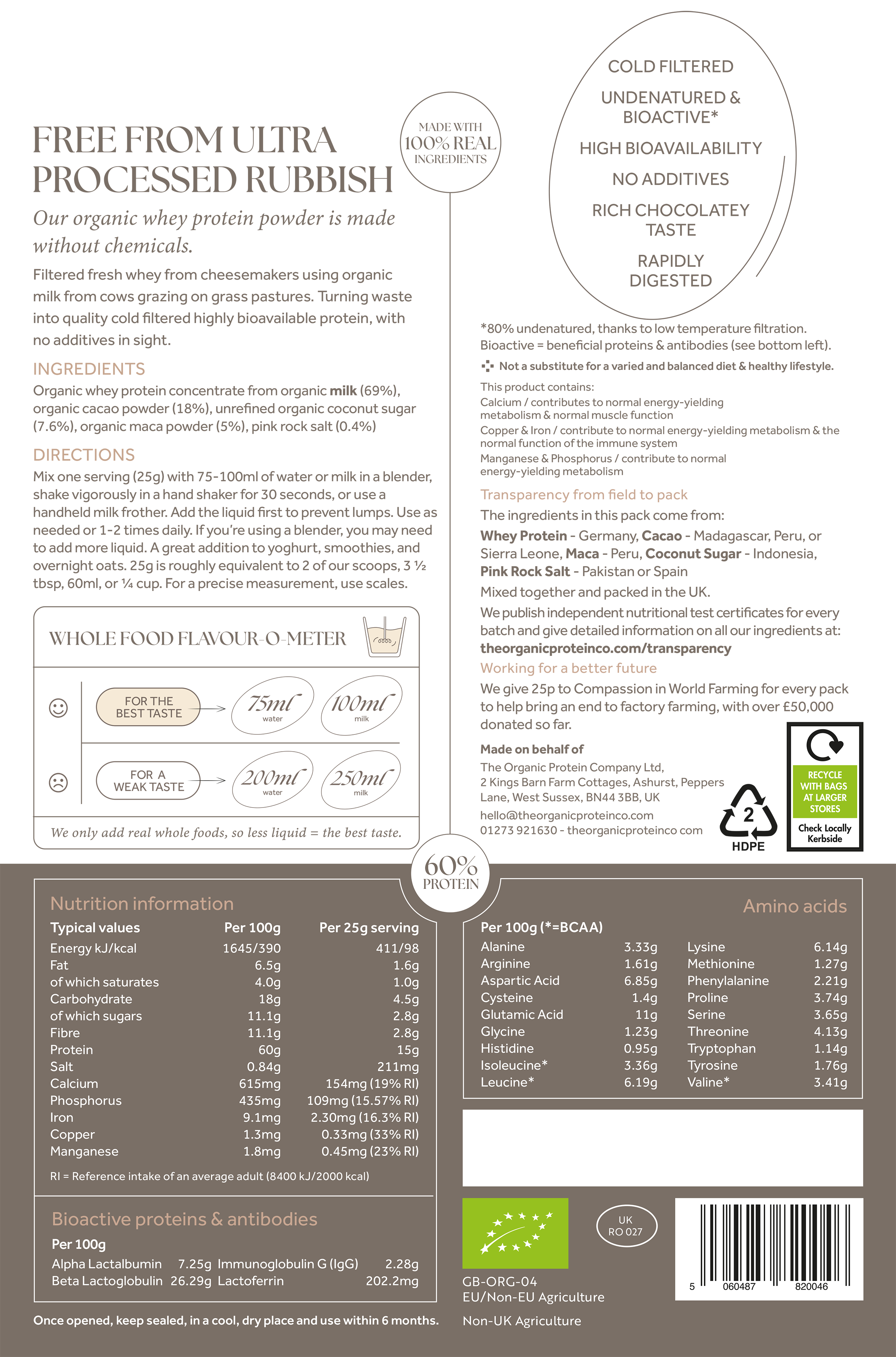 Organic Whey Protein - Cacao & Maca